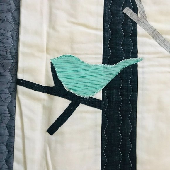 Winter Birds Table Topper, Quilted Panel from Table Please, Part TWO, Muted Past - Picture 4 of 6